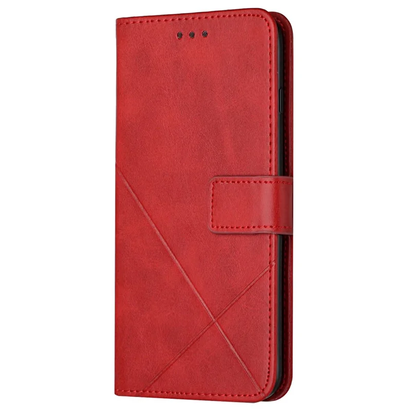 For Samsung Galaxy A53 5G Solid Color Imprinting Lines Stand Wallet PU Leather Cover Folio Flip Phone Case - Red