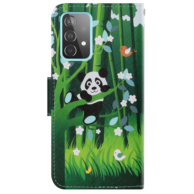 Pattern Printing Cross Texture Leather Wallet Cover Stand Magnetic Flip Case with Strap for Samsung Galaxy A33 5G - Panda