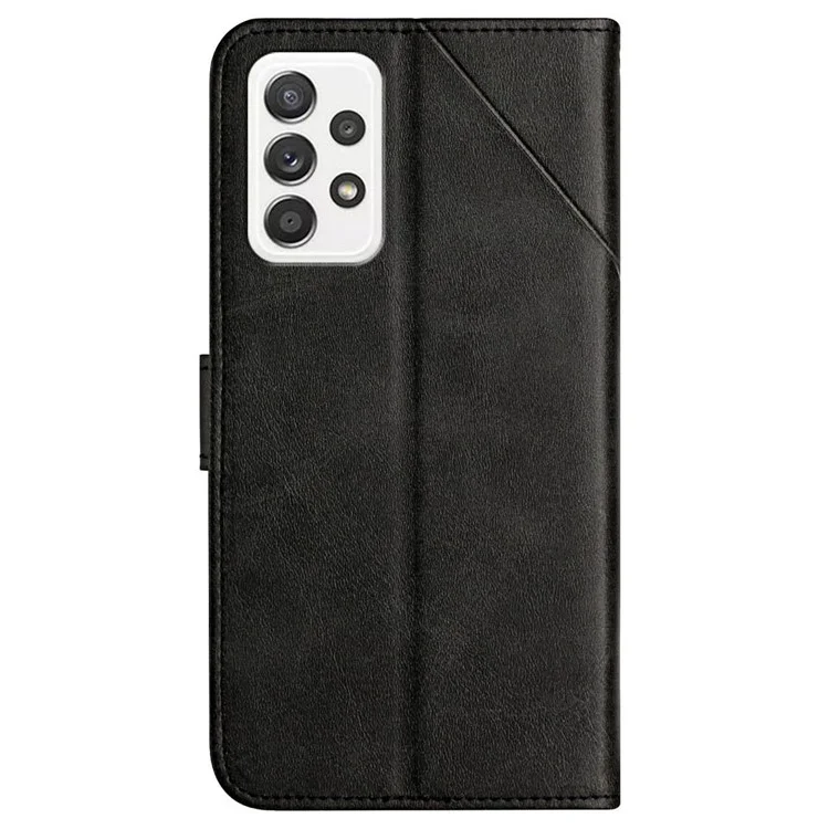 Para Samsung Galaxy A33 5G Linhas de Impressão PU Leather Stand Wallet Phone Case Full Protection Cover - Preto