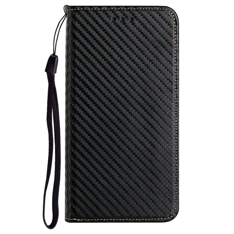 Pour Samsung Galaxy A33 5G Carbon Fiber Texture PU Leather Stand Wallet Case Magnetic Auto Closing Phone Cover - Noir