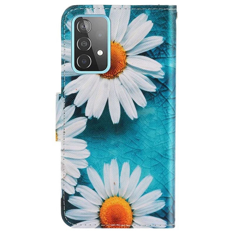 PU Leather + TPU Phone Case Pattern Printing Stand Wallet Protective Shell with Strap for Samsung Galaxy A53 5G - Chrysanthemum