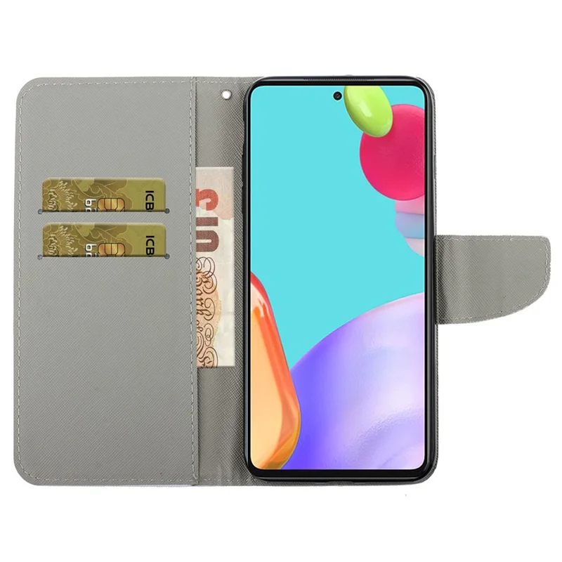 PU Leather + TPU Phone Case Pattern Printing Stand Wallet Protective Shell with Strap for Samsung Galaxy A53 5G - Chrysanthemum