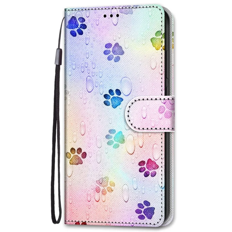 PU Leather + TPU Phone Cover Pattern Printing Well-protected Stand Wallet Case with Strap for Samsung Galaxy A53 5G - A13 Paws