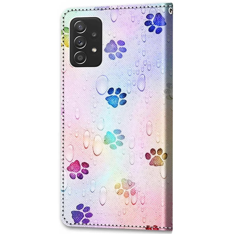 PU Leather + TPU Phone Cover Pattern Printing Well-protected Stand Wallet Case with Strap for Samsung Galaxy A53 5G - A13 Paws