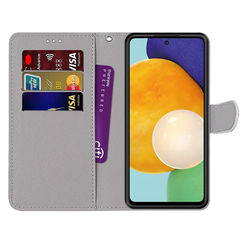 PU Leather + TPU Phone Cover Pattern Printing Well-protected Stand Wallet Case with Strap for Samsung Galaxy A53 5G - A13 Paws