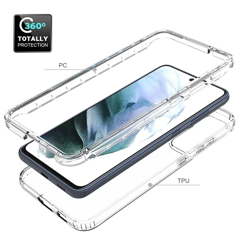 Transparent Cover with Gradient Color Drop-Proof Four Corner Cushion TPU + PC Case for Samsung Galaxy S21 Fan Edition/S21 FE 5G - Blue