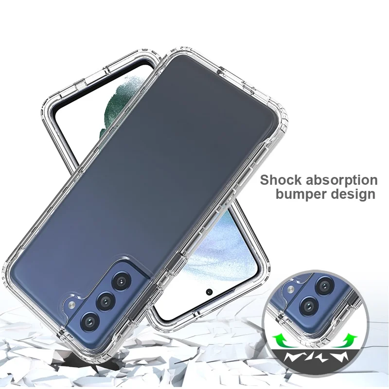 Transparent Cover with Gradient Color Drop-Proof Four Corner Cushion TPU + PC Case for Samsung Galaxy S21 Fan Edition/S21 FE 5G - Blue