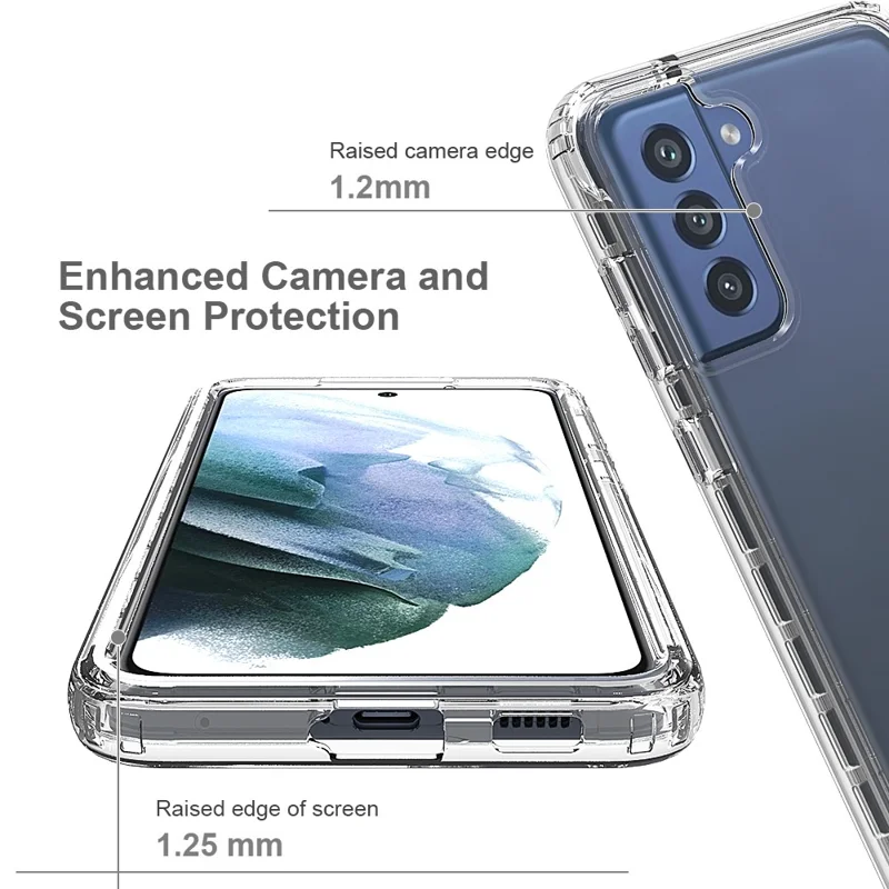 Transparent Cover with Gradient Color Drop-Proof Four Corner Cushion TPU + PC Case for Samsung Galaxy S21 Fan Edition/S21 FE 5G - Blue