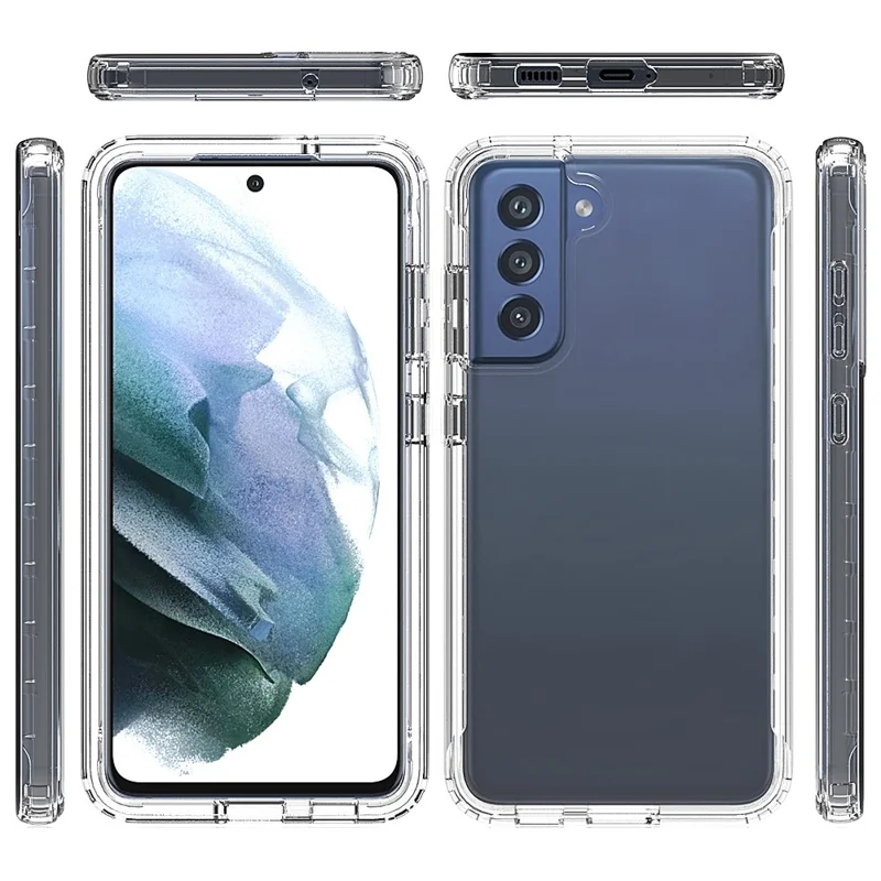 Transparent Cover with Gradient Color Drop-Proof Four Corner Cushion TPU + PC Case for Samsung Galaxy S21 Fan Edition/S21 FE 5G - Blue