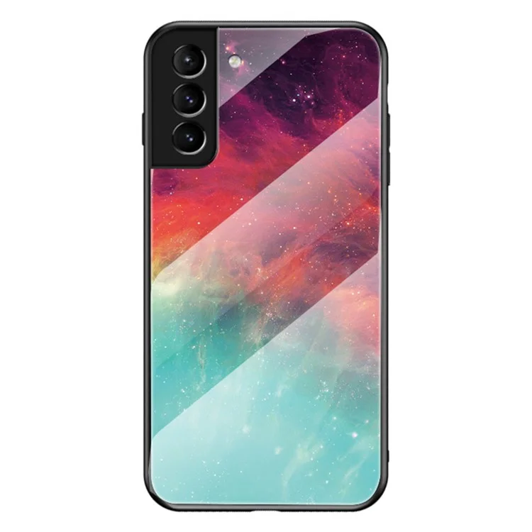 Starry Sky Style Anti-scratch Tempered Glass + TPU + PC Phone Case Hybrid Cover for Samsung Galaxy S22 5G - Color Starry Sky