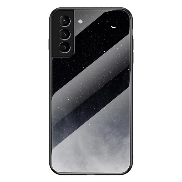 Vetro temperato + Pannello posteriore in PC + Custodia ibrida per telefono con paraurti in TPU Starry Sky Protective Cover per Samsung Galaxy S22+ 5G - Starry Crescent Moon