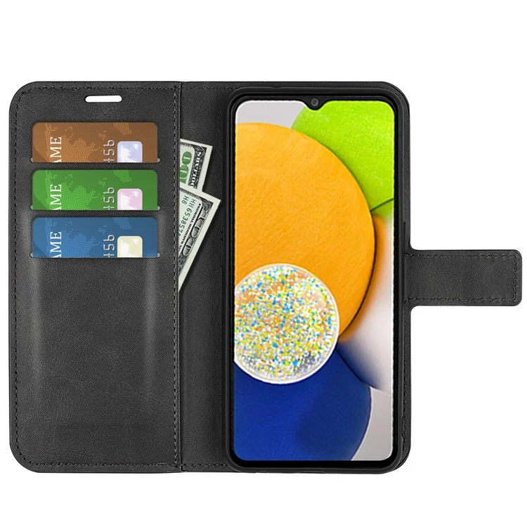 Para Samsung Galaxy A03 (164.2 x 75.9 x 9.1mm) Funda tipo cartera con cierre magnético, soporte y tapa, de piel sintética - Negro