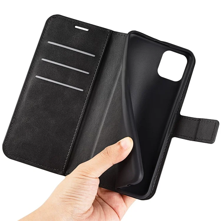 Para Samsung Galaxy A03 (164.2 x 75.9 x 9.1mm) Funda tipo cartera con cierre magnético, soporte y tapa, de piel sintética - Negro