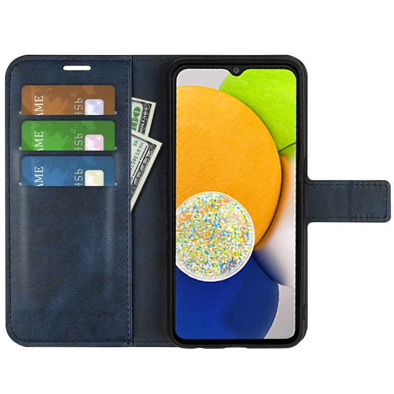 For Samsung Galaxy A03 (164,2 mm) Magnetlukke Wallet Stående Læderetui Folio Flip Telefonbeskyttelse - Blå