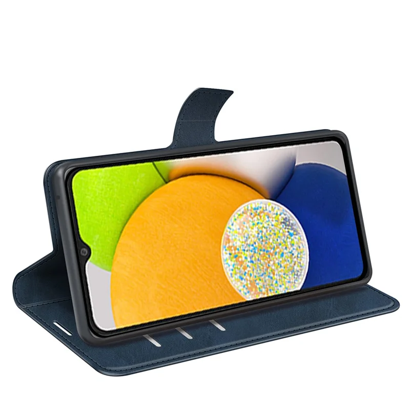 For Samsung Galaxy A03 (164,2 mm) Magnetlukke Wallet Stående Læderetui Folio Flip Telefonbeskyttelse - Blå