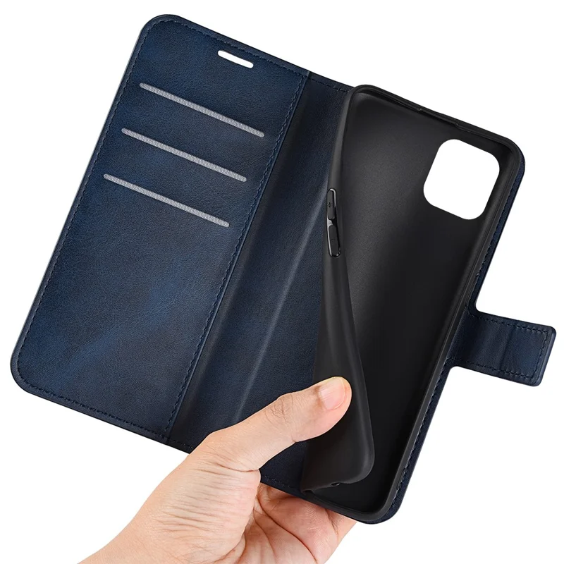 For Samsung Galaxy A03 (164,2 mm) Magnetlukke Wallet Stående Læderetui Folio Flip Telefonbeskyttelse - Blå