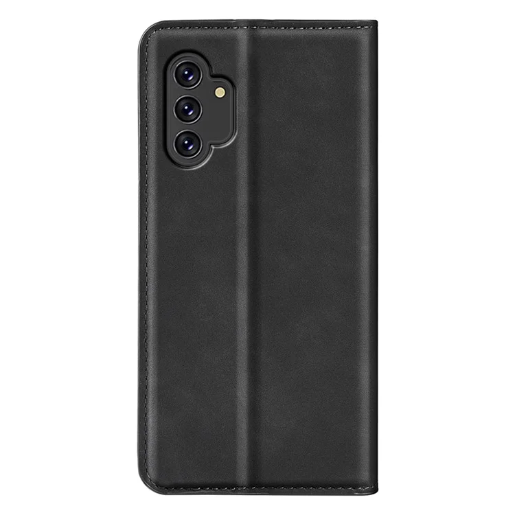 For Samsung Galaxy A13 4G Skin-touch PU Leather Wallet Case Foldable Stand Auto Closing Magnetic Flip Phone Cover - Black