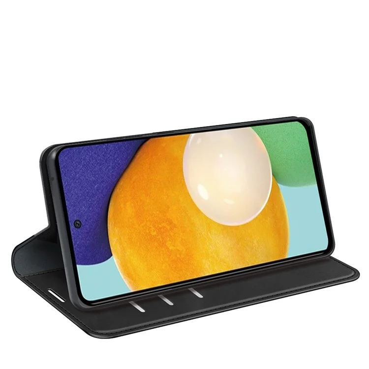 Für Samsung Galaxy A13 4G Skin-touch PU Leder Faltbarer Stand Autoschließende Magnetische Telefonhülle Mit Brieftasche - Schwarz