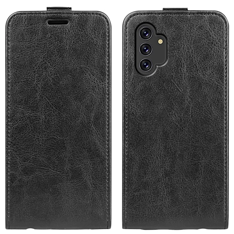 Pour Samsung Galaxy A13 4G Crazy Horse Texture Vertical Flip Leather Cover Card Slot Phone Shell Protector - Noir