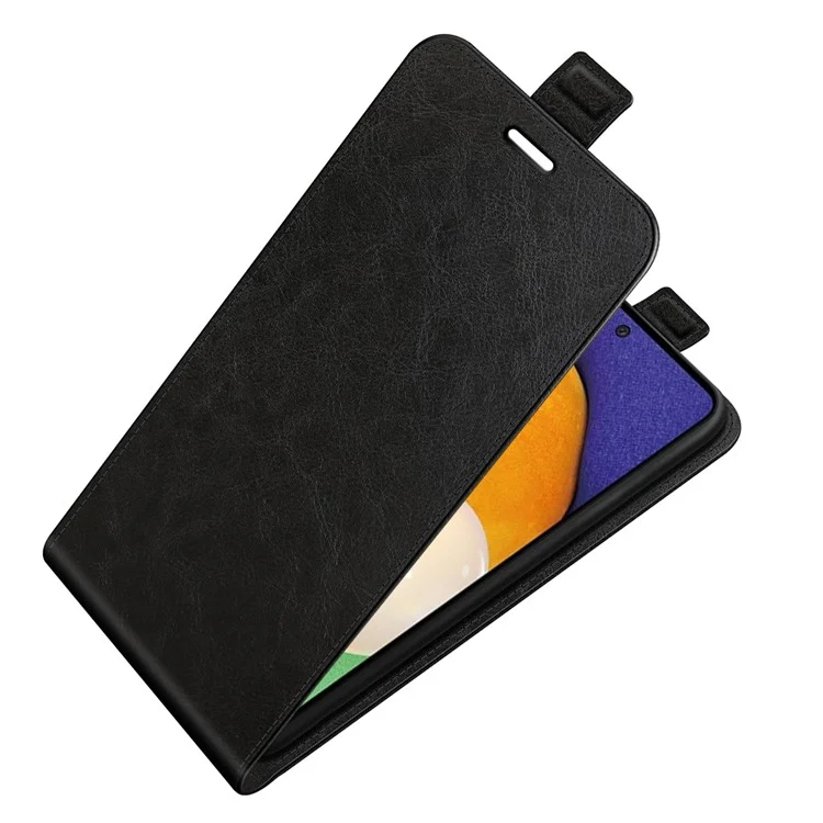 Pour Samsung Galaxy A13 4G Crazy Horse Texture Vertical Flip Leather Cover Card Slot Phone Shell Protector - Noir