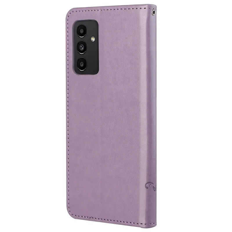 For Samsung Galaxy A13 4G Imprinted Butterflies Flower Anti-fall PU Leather Wallet Function Phone Case Stand Shell - Purple