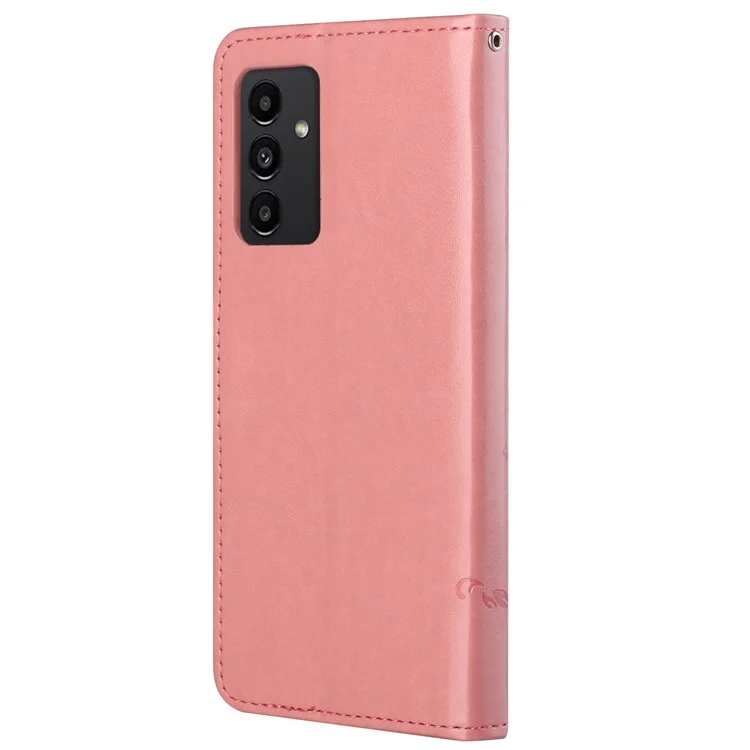 Para Samsung Galaxy A13 4G Mariposas impresas Flor Anti-caída Función de cartera de cuero PU Funda de teléfono Stand Shell - Rosa