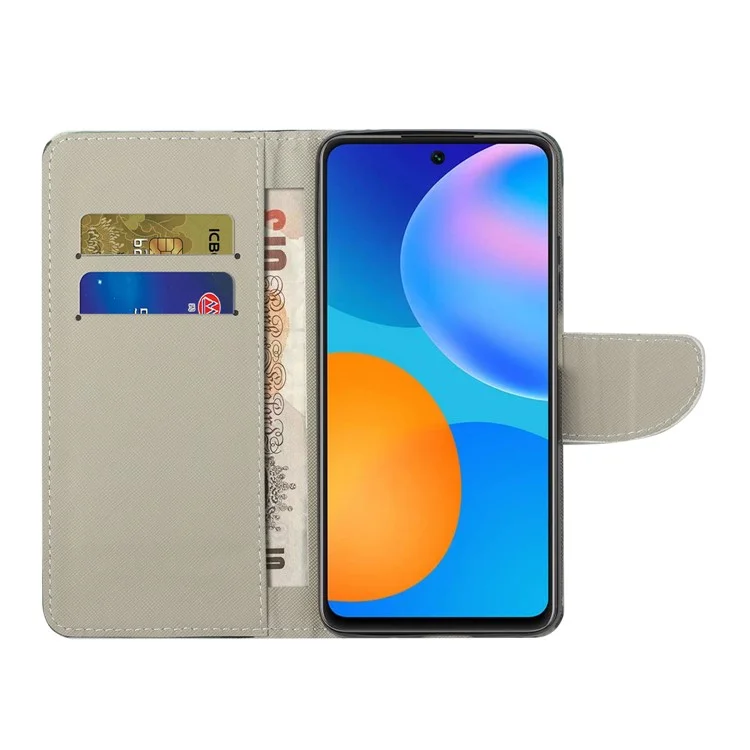 For Samsung Galaxy A13 4G Stand Wallet Cross Texture Leather Cover Pattern Printing Shockproof Phone Case - Green Tree