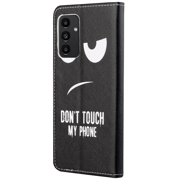 Pour Samsung Galaxy A13 4G Stand Wallet Cross Texture Leather Cover Pattern Printing Shockproof Phone Case - Ne touchez pas à mon téléphone