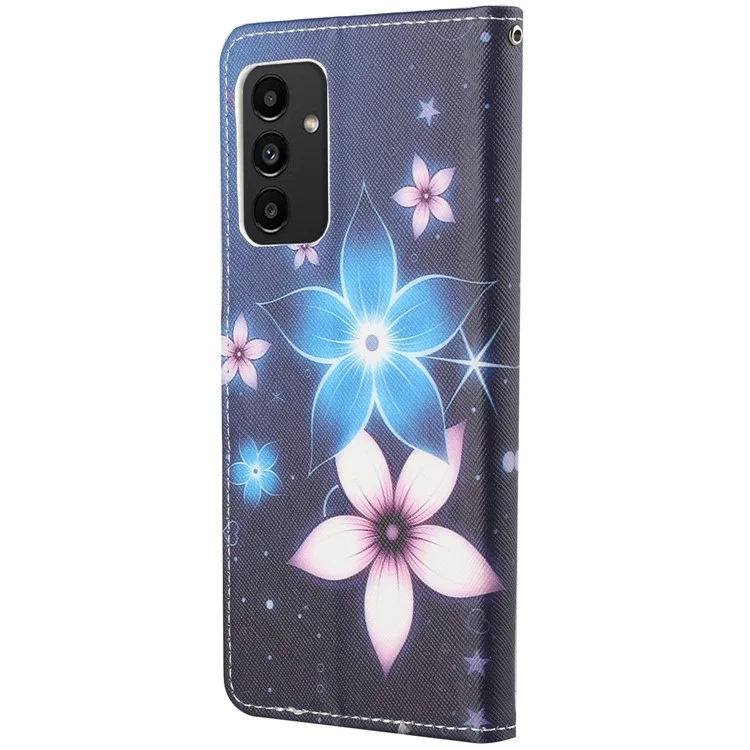 Para Samsung Galaxy A13 4G Patrón 3D Impresión PU Leather + TPU Case de Teléfonos Cross Texture Stand Cover Protective Con Correa - Flor