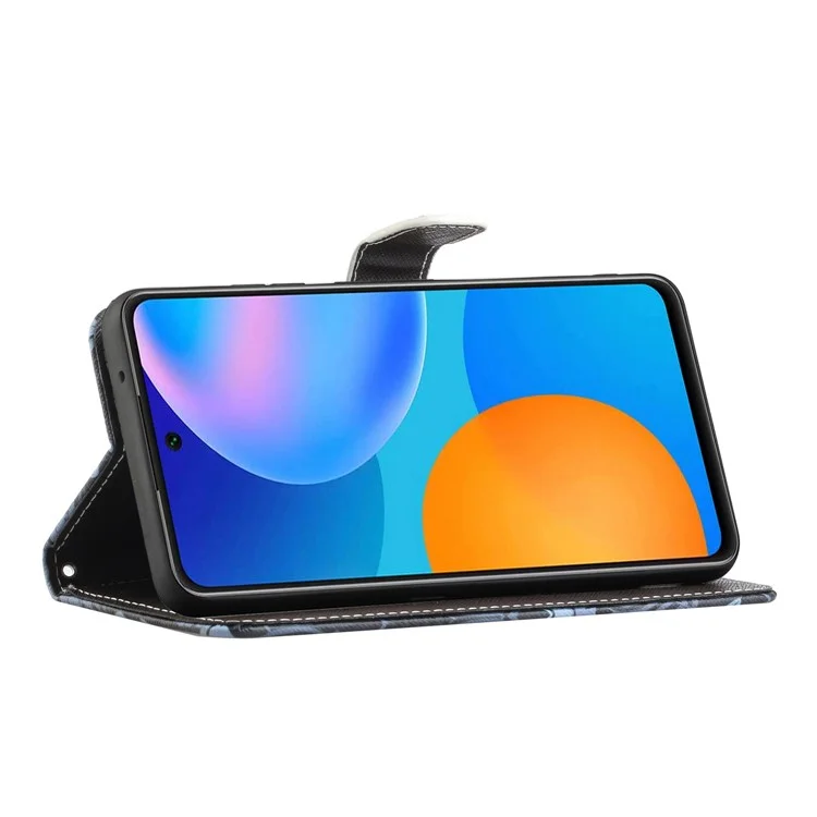 Para Samsung Galaxy A13 4G Patrón 3D Impresión PU Leather + TPU Case de Teléfonos Cross Texture Stand Cover Protective Con Correa - Flor