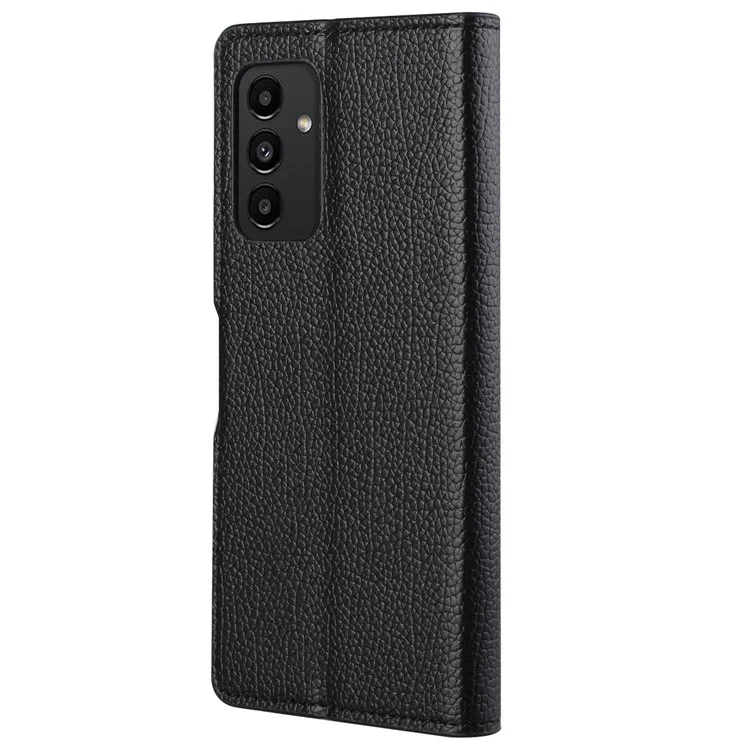 Per Samsung Galaxy A13 4G Litchi Texture Full Protection PU Wallet Stand Casela Shell - Nero