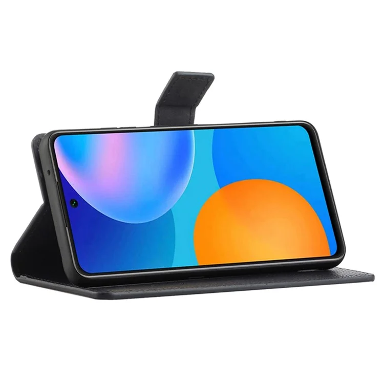 Per Samsung Galaxy A13 4G Litchi Texture Full Protection PU Wallet Stand Casela Shell - Nero