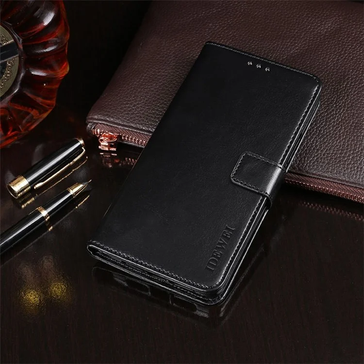 IDEWEI Para Samsung Galaxy M52 5G Bolsa de Teléfono Móvil Case PU Leather + TPU Case de Protección General - Negro