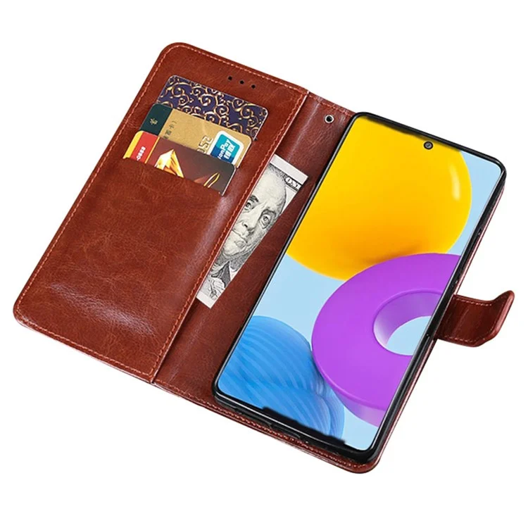 IDEWEI Para Samsung Galaxy M52 5G Bolsa de Teléfono Móvil Case PU Leather + TPU Case de Protección General - Negro