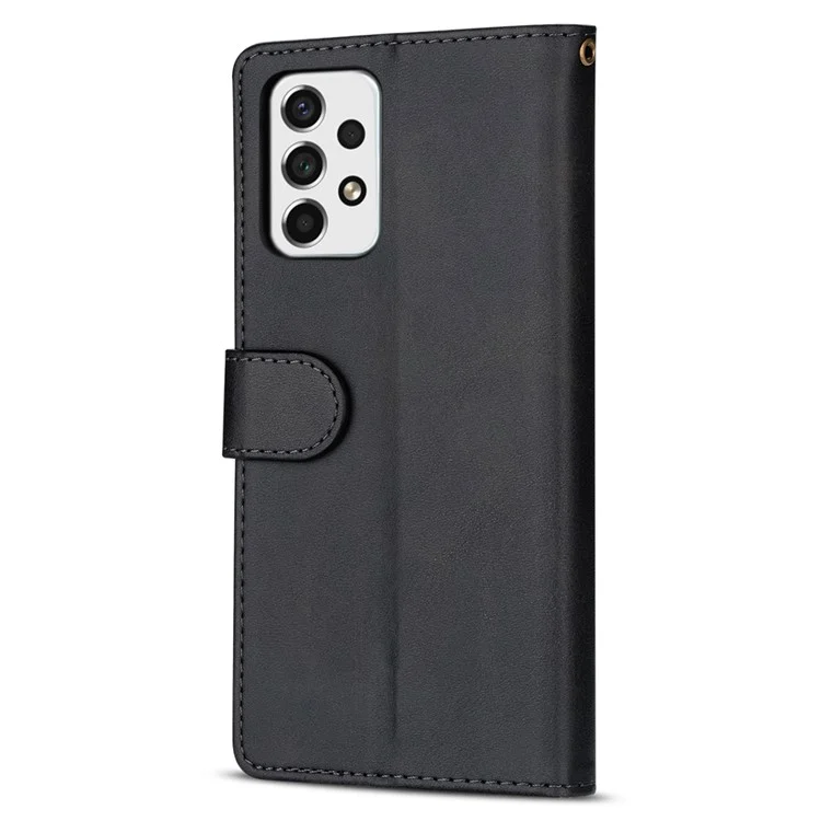 Para Samsung Galaxy A33 5G Zipper Pocket de Cuero Texturizado + TPU Case de la Caja Del Teléfono Con Billetera de Soporte - Negro