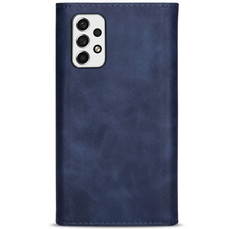 For Samsung Galaxy A33 5G Zipper Wallet Stand PU Leather + TPU Phone Case with Short + Long Strap - Blue