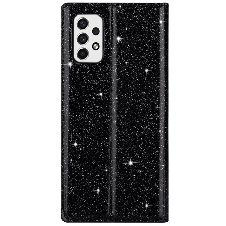 Para Samsung Galaxy A53 5G Glitter Sequins Ultra-thin PU Leather + TPU Case Stand Card Holder Phone Cover - Negro