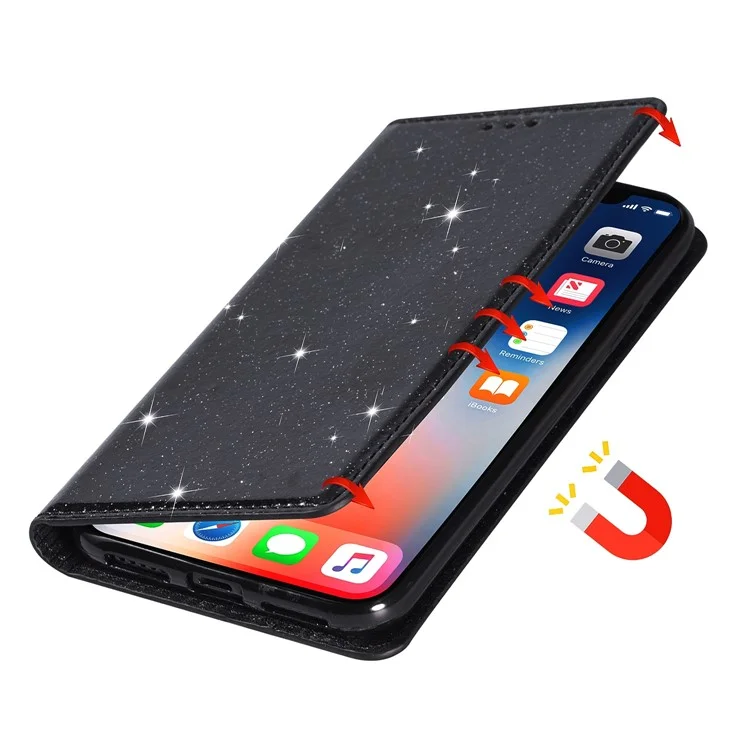 Para Samsung Galaxy A53 5G Glitter Sequins Ultra-thin PU Leather + TPU Case Stand Card Holder Phone Cover - Negro