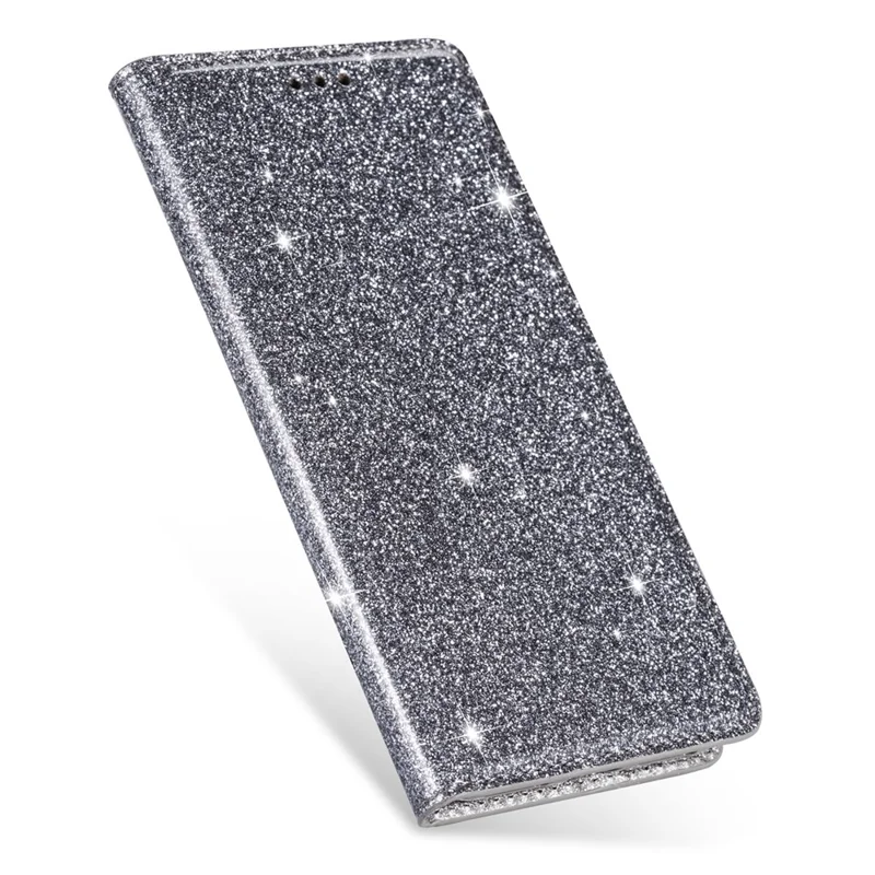 For Samsung Galaxy A53 5G Glitter Sequins Ultra-thin PU Leather + TPU Case Stand Card Holder Phone Cover - Grey