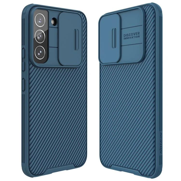 NILLKIN CamShield Pro for Samsung Galaxy S22+ 5G Protective PC+TPU Hybrid Phone Cover Case with Camera Protection Cover - Blue