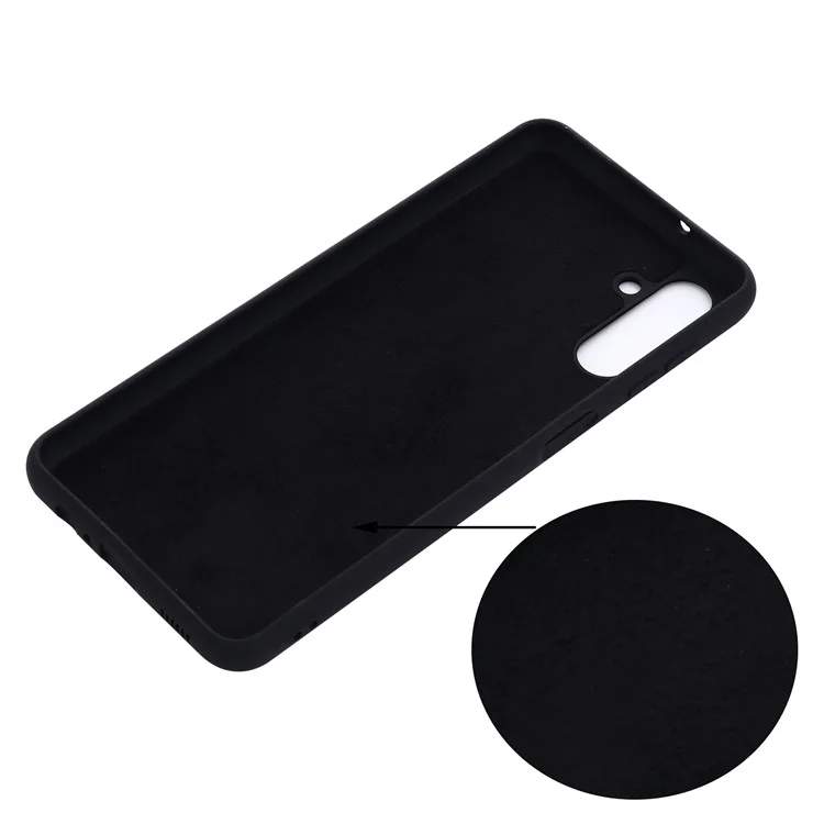 Soft Liquid Silicone Anti-drop Phone Case Cover with Wrist Strap for Samsung Galaxy A13 5G / A04s 4G (164.7 x 76.7 x 9.1 mm) - Black