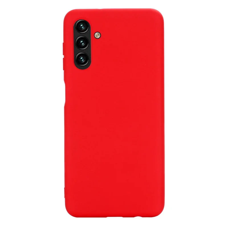 Soft Liquid Silicone Anti-drop Phone Case Cover with Wrist Strap for Samsung Galaxy A13 5G / A04s 4G (164.7mm) - Red