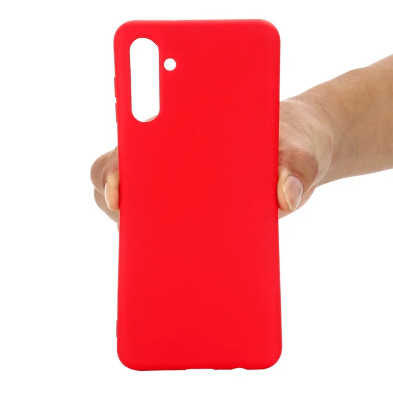 Soft Liquid Silicone Anti-drop Phone Case Cover with Wrist Strap for Samsung Galaxy A13 5G / A04s 4G (164.7mm) - Red
