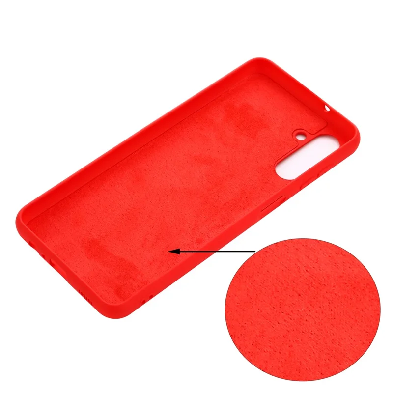 Soft Liquid Silicone Anti-drop Phone Case Cover with Wrist Strap for Samsung Galaxy A13 5G / A04s 4G (164.7mm) - Red