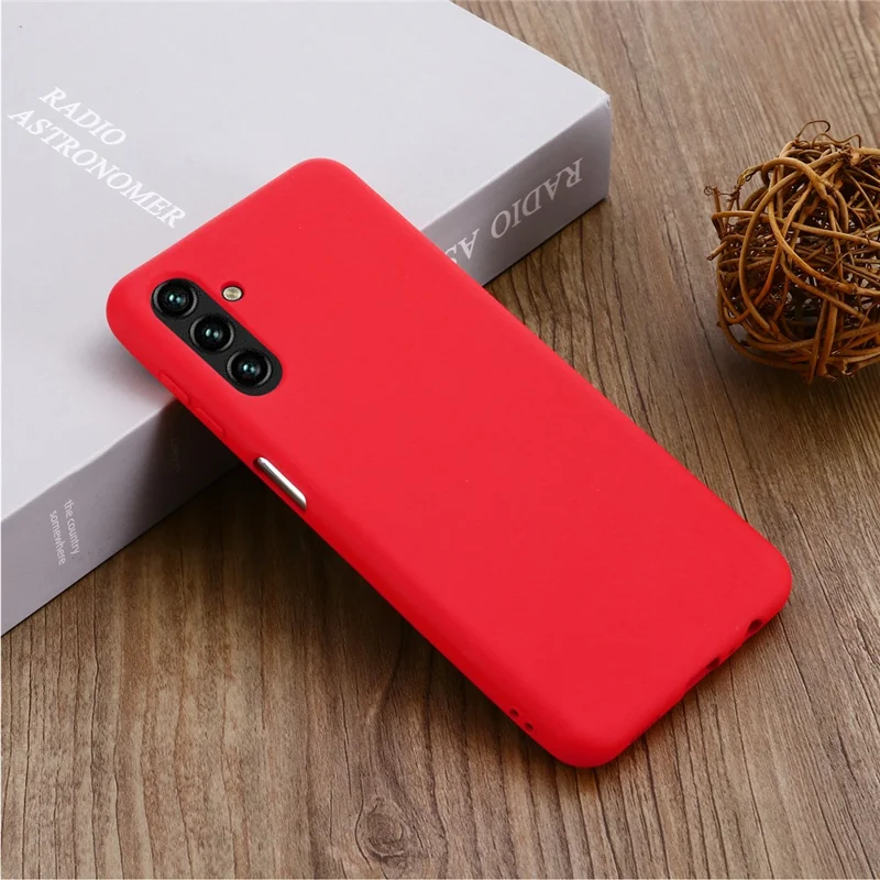 Soft Liquid Silicone Anti-drop Phone Case Cover with Wrist Strap for Samsung Galaxy A13 5G / A04s 4G (164.7mm) - Red