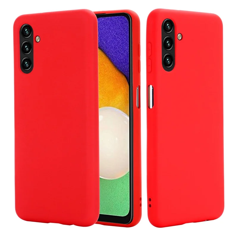 Soft Liquid Silicone Anti-drop Phone Case Cover with Wrist Strap for Samsung Galaxy A13 5G / A04s 4G (164.7mm) - Red