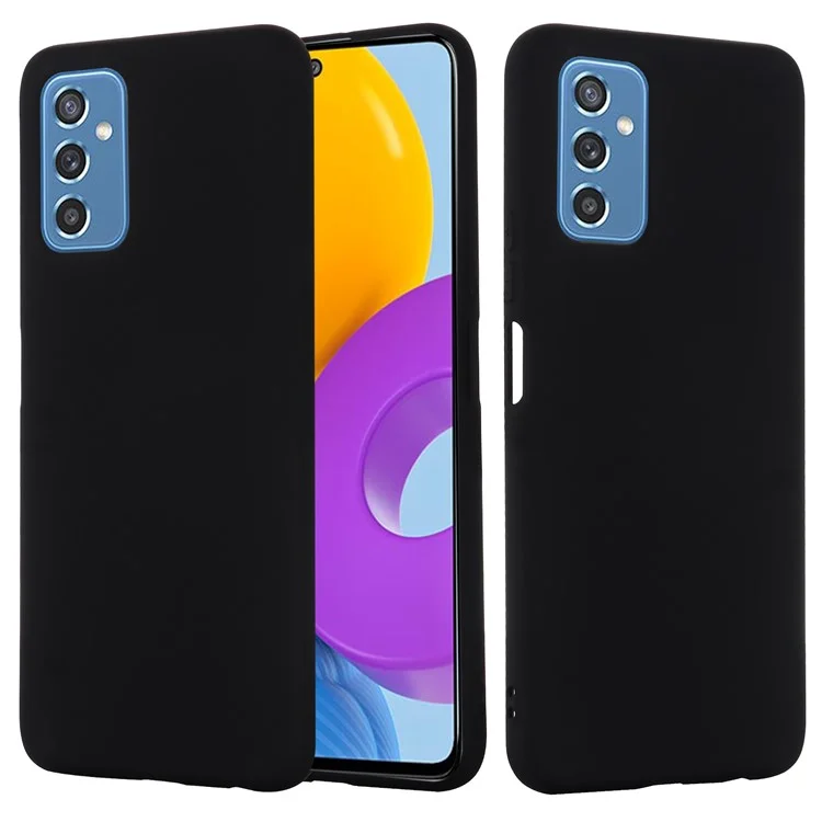 Soft Liquid Silicone Anti-Drop Telefone Protective Case Capa Com Pulseira Para Samsung Galaxy M52 5G - Preto