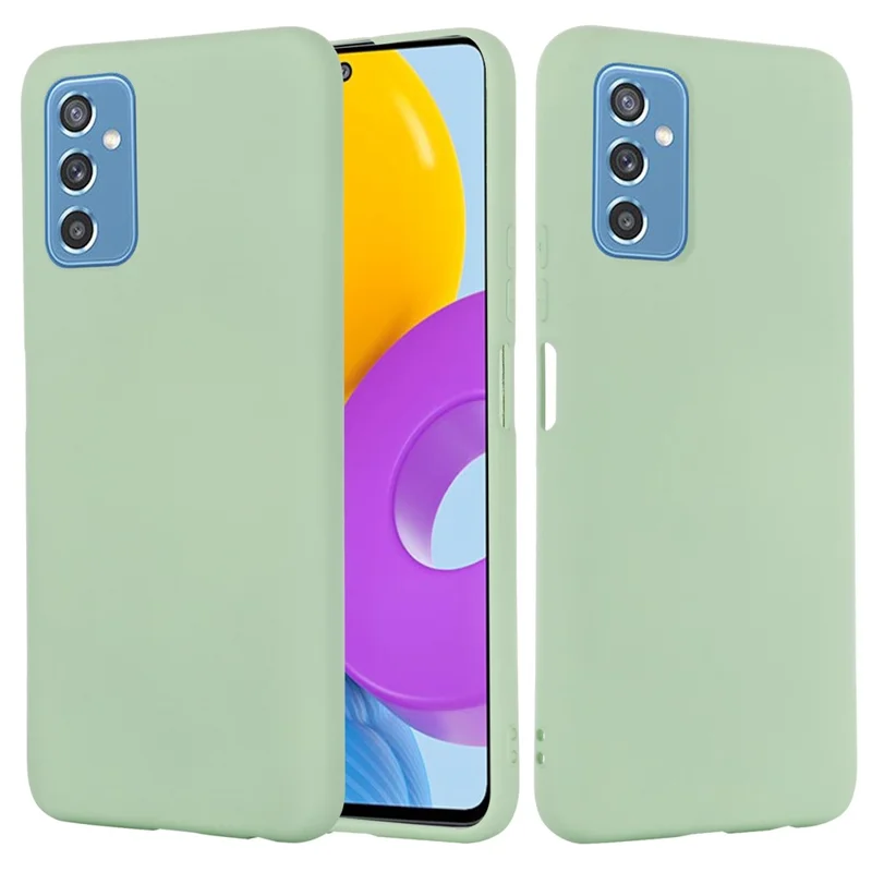 Soft Liquid Silicone Anti-drop Phone Protective Back Case Cover with Wrist Strap for Samsung Galaxy M52 5G - Green