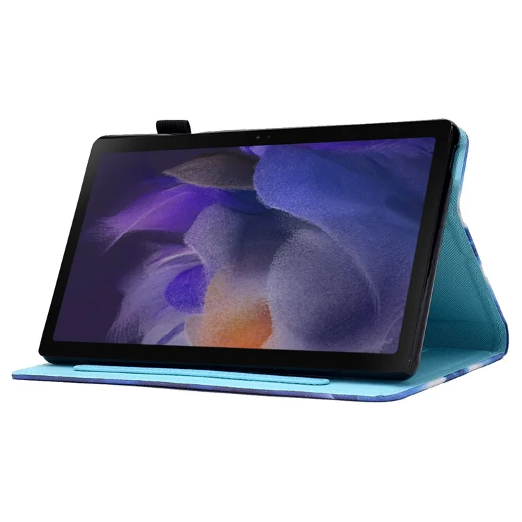 Für Samsung Galaxy Tab A8 10.5 (2021) SM-X200 / SM-X205 Hülle Musterdrucken Steppnaht PU-Leder Cover mit Stifthalter - Buchregal