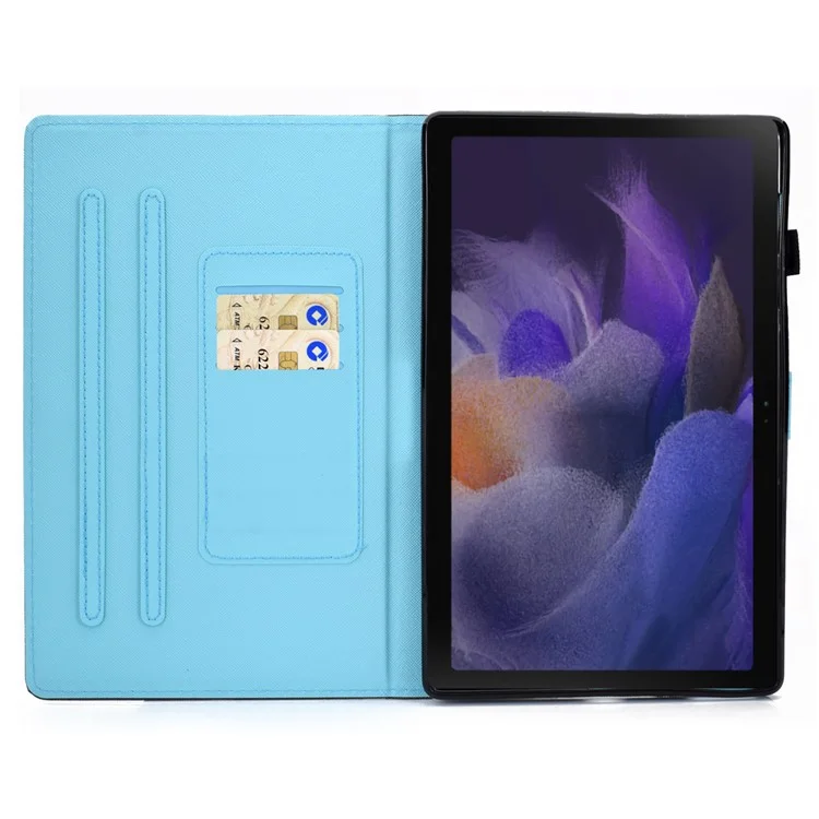 Für Samsung Galaxy Tab A8 10.5 (2021) SM-X200 / SM-X205 Hülle Musterdrucken Steppnaht PU-Leder Cover mit Stifthalter - Buchregal